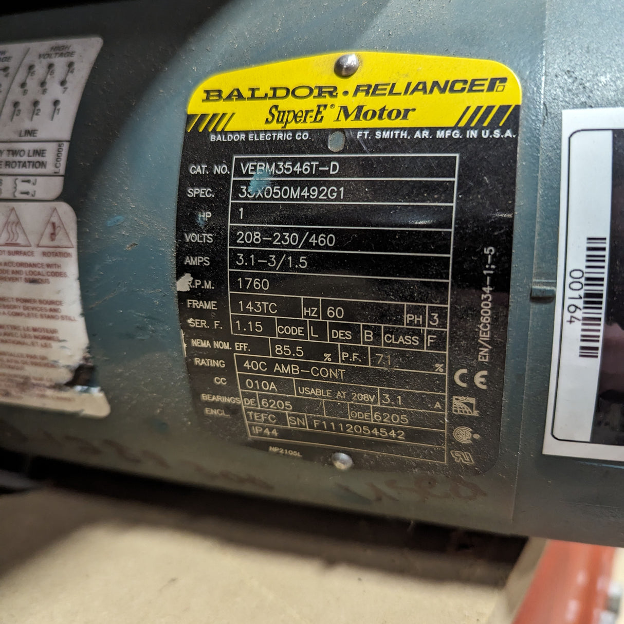 Baldor Reliancer VEBM3546T-D - Super-E Motor - Used