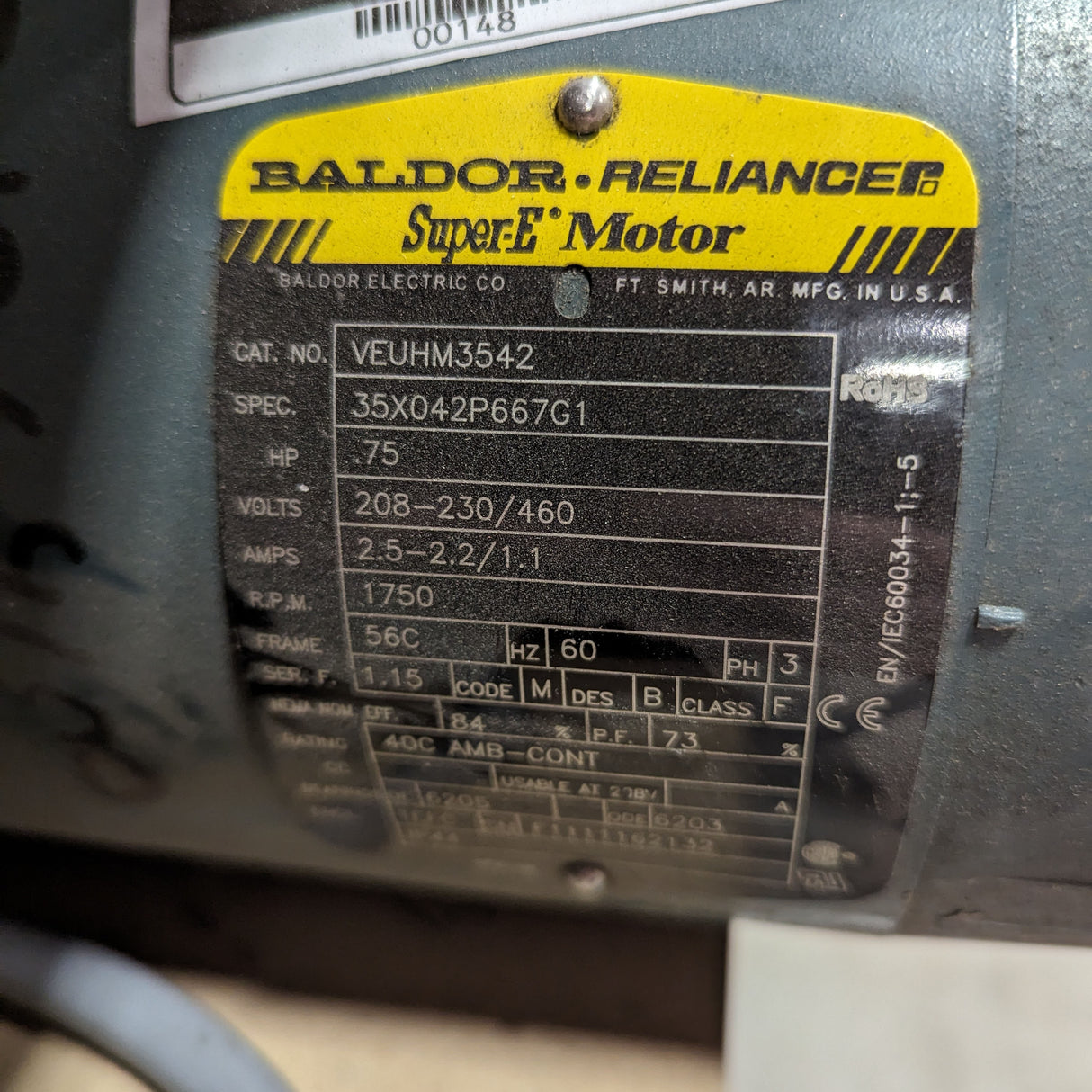 Baldor Reliancer VEUHM3542 - Super-E Motor - Used