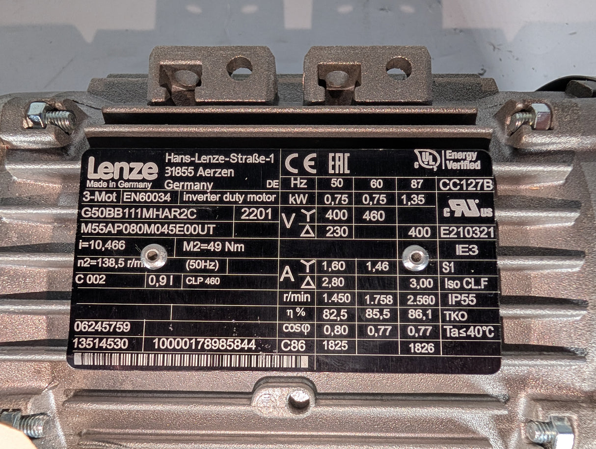 Lenze - 1HP Electric Motor - EN60034 - New - Big Liquidators