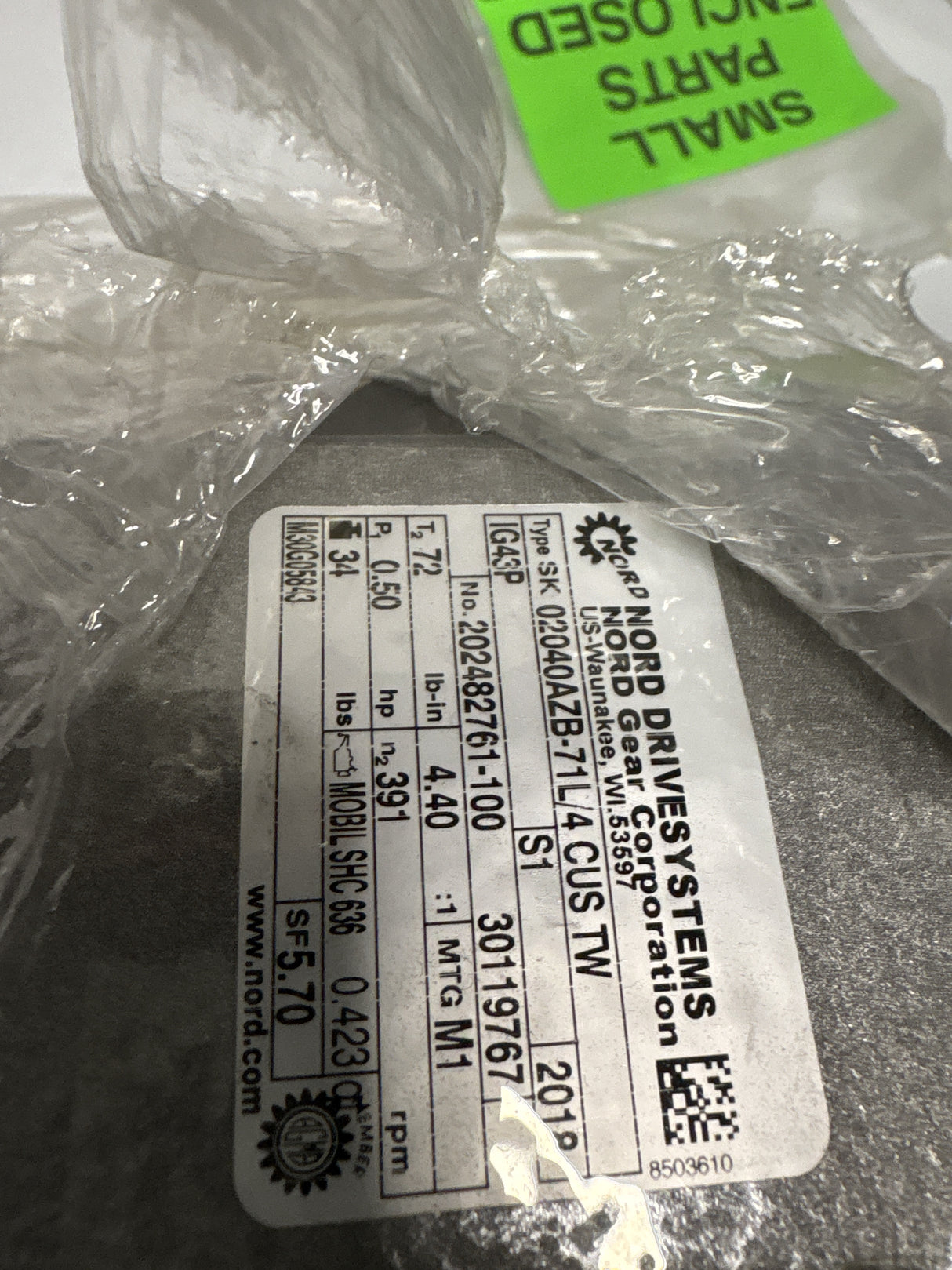 Nord Drive Systems - .5 HP Electric Motor - SK02040AZB - 71L/4 CUS TW - New - Big Liquidators