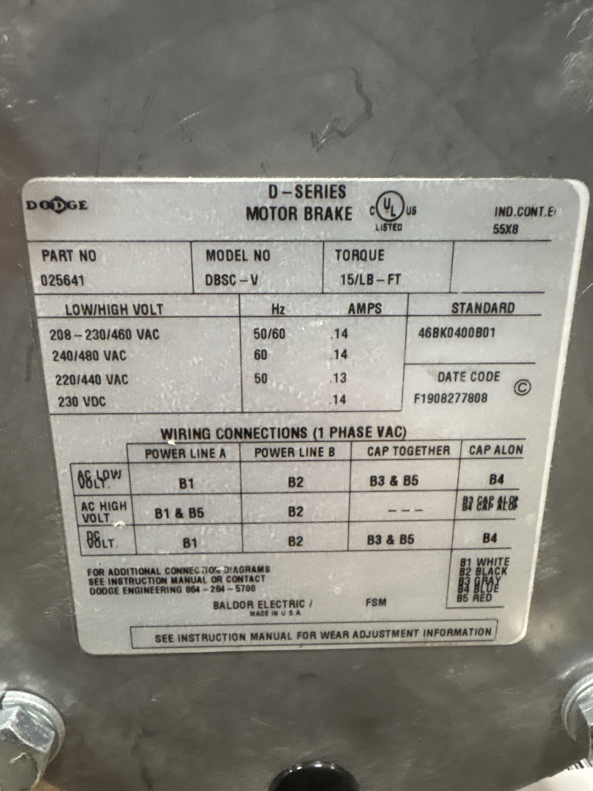 Baldor Reliance - 5 HP Electric Motor - VBM3615T - D - Used - Big Liquidators