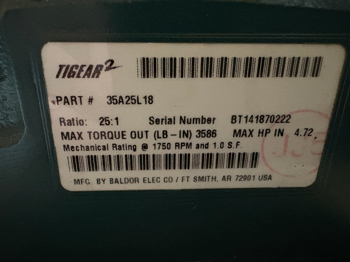 Dodge Tigear - 25:1 Gear Reducer - 35A25L18 - New - Big Liquidators