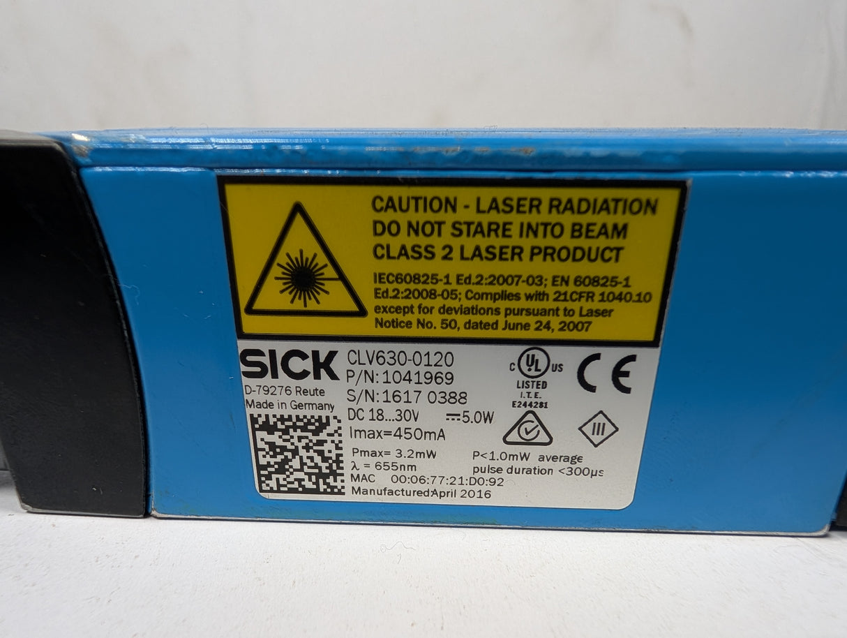 SICK - Fixed Mount Barcode Scanner - CLV630 - 0120 - Used - Big Liquidators
