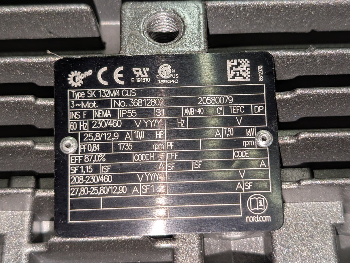 Nord - 10 HP Helical Bevel Gearmotor - 9032.1AZBD - 132M/4 - New - Big Liquidators