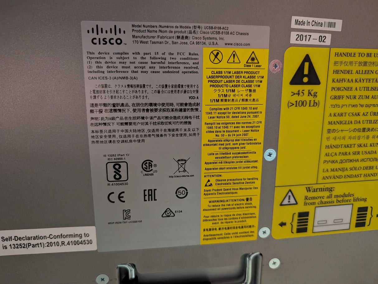 CISCO - 8 - Slot Blade Server with 4 Power Supplies - Cisco UCSB - 5108 - AC2 - Used - Big Liquidators