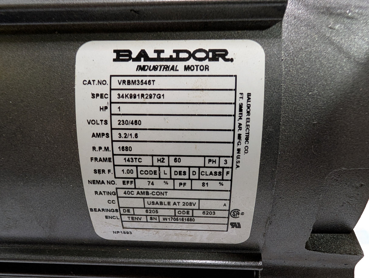 Baldor Reliance - 1 HP Electric Motor - VRBM3546T - Used - Big Liquidators