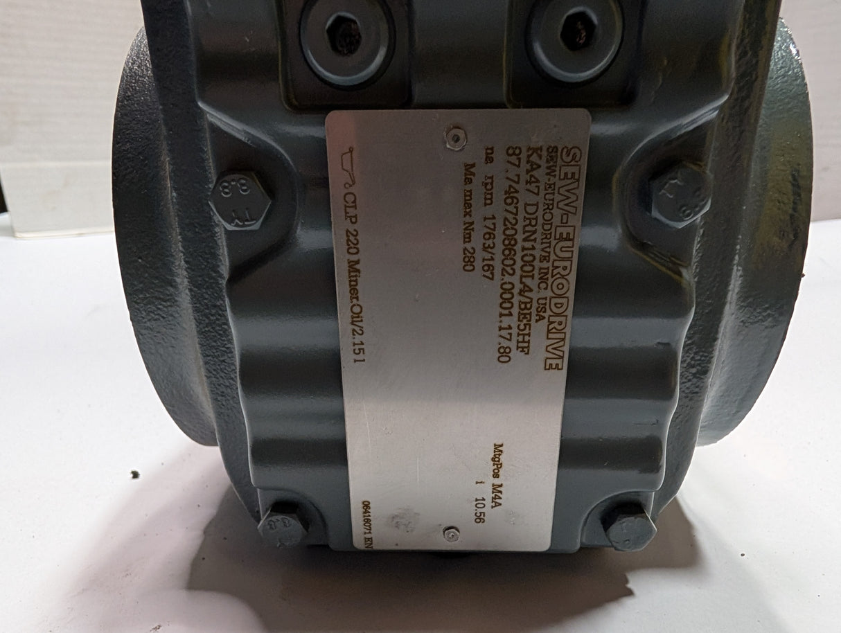 Sew - Eur5HFodrive - 4 HP Electric Motor - KA47 DRN100L4/BE - Used - Big Liquidators