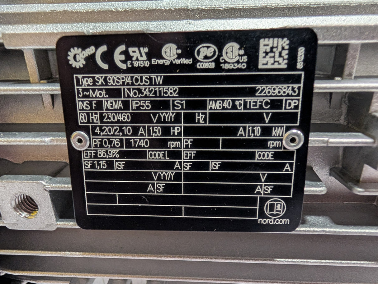 Nord Drive System - 1.5 HP Electric Motor - SK 90SP/4 CUS TW - New - Big Liquidators