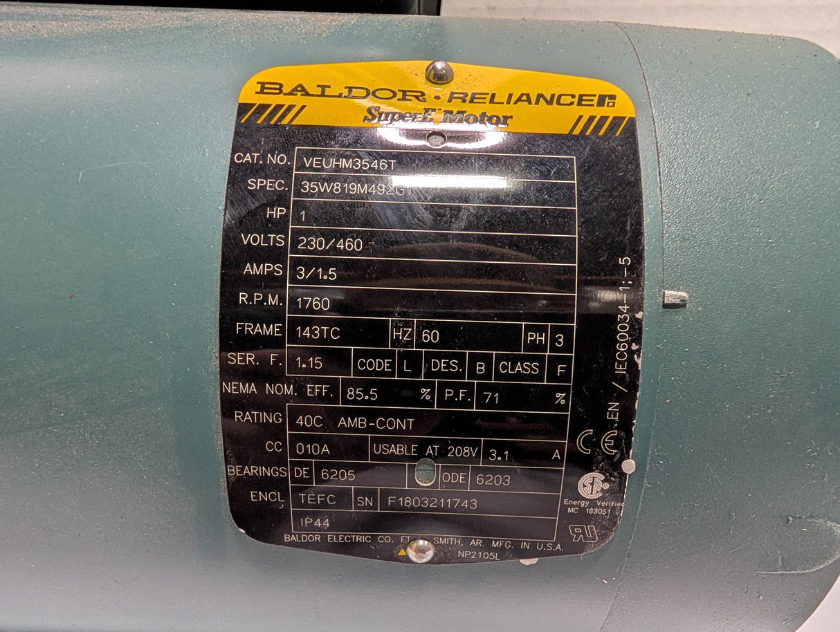 Baldor Reliance - 1 HP Electric Motor - VEUHM3546T - Used - Big Liquidators
