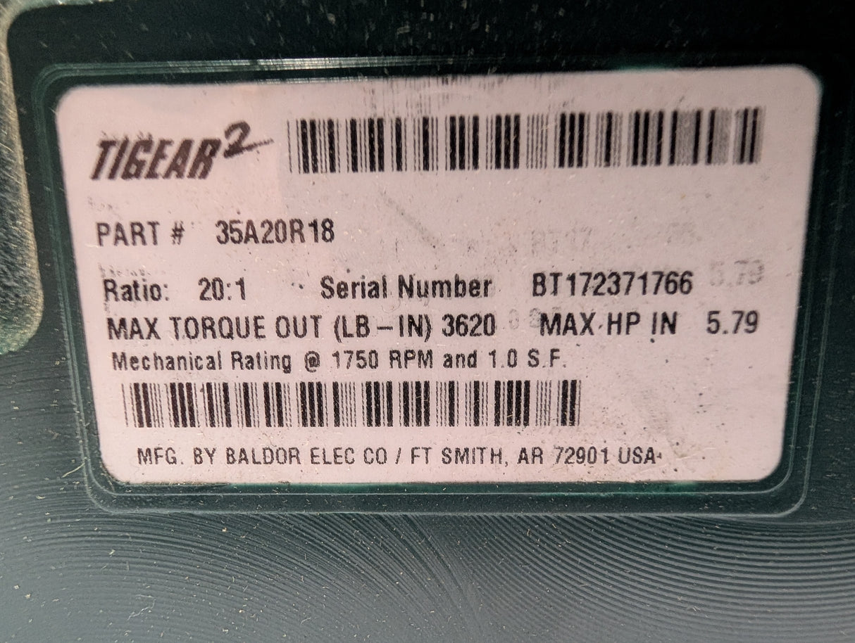 Dodge Tigear - 20:1 Gear Reducer - 35A20R18 - Used - Big Liquidators