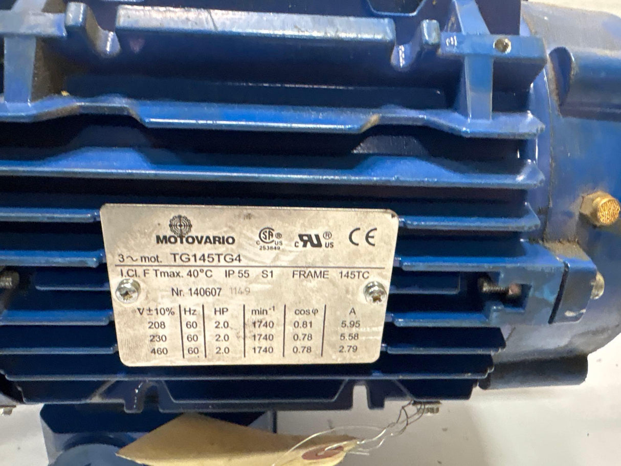 Motovario - 2 HP Electric Motor - TG145TG4 - Used - Big Liquidators