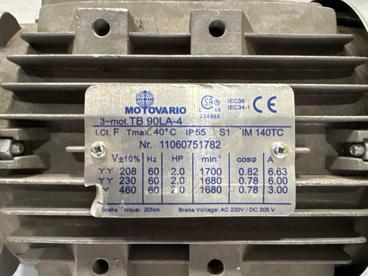 Motovario - 2 HP Electric Motor - TB90LA - 4 - Used - Big Liquidators