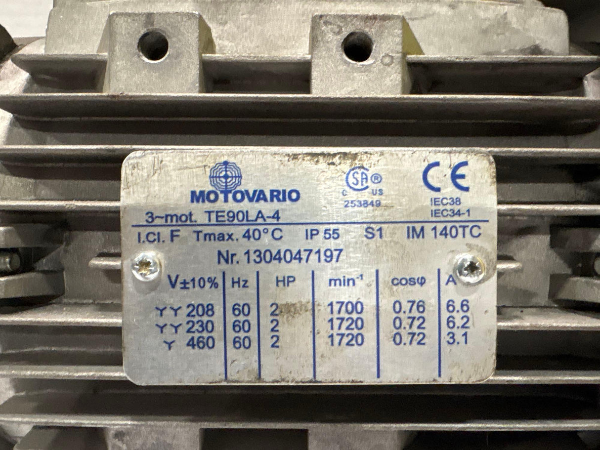 Motovario - 2 HP Electric Motor - TE90LA - 4 - Used - Big Liquidators