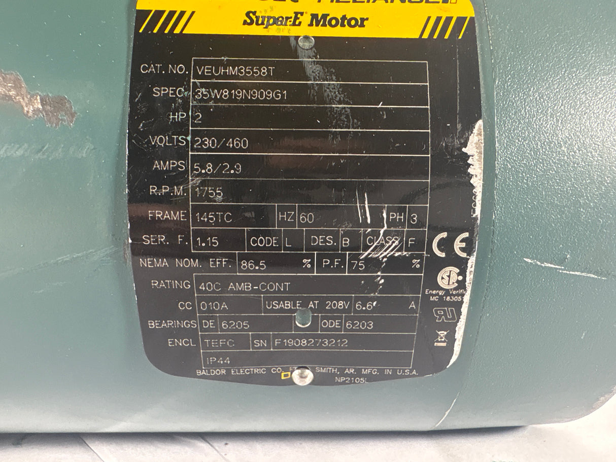 Baldor - 2 HP Electric Motor - VEUHM3558T - Used - Big Liquidators