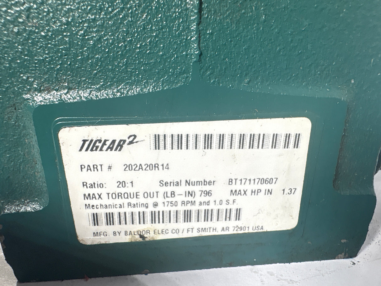Dodge Tigear - 20:1 Gear Reducer - 202A20R14 - Used - Big Liquidators