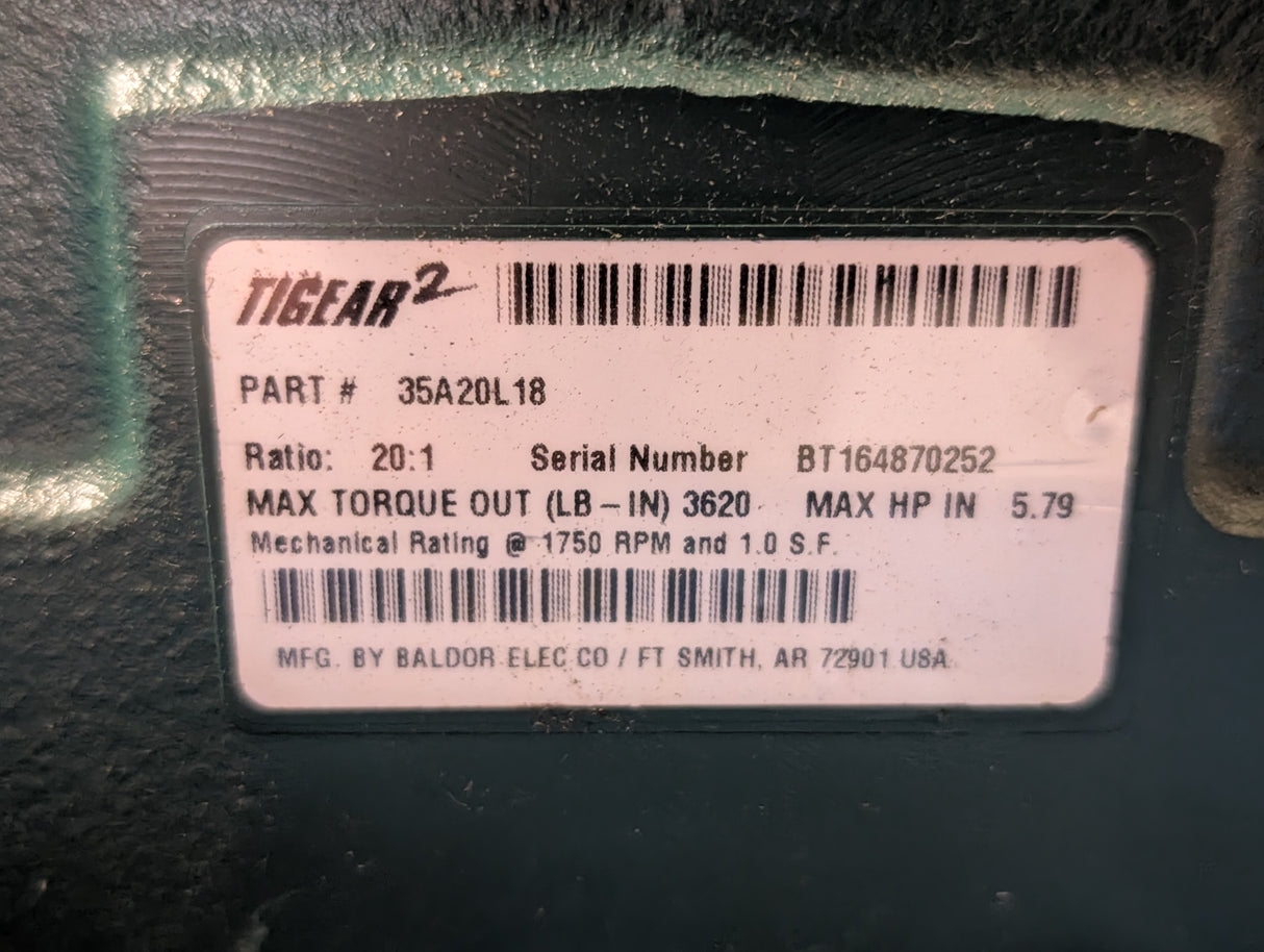 Dodge Tigear - 20:1 Gear Reducer - 35A20L18 - Used - Big Liquidators