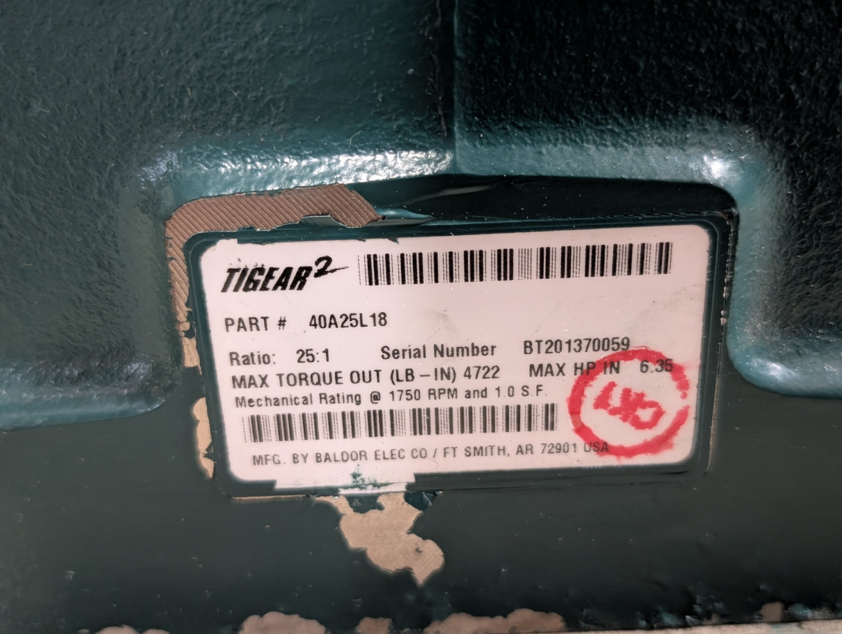 Dodge Tigear - 25:1 Gear Reducer - 40A25L18 - Used - Big Liquidators