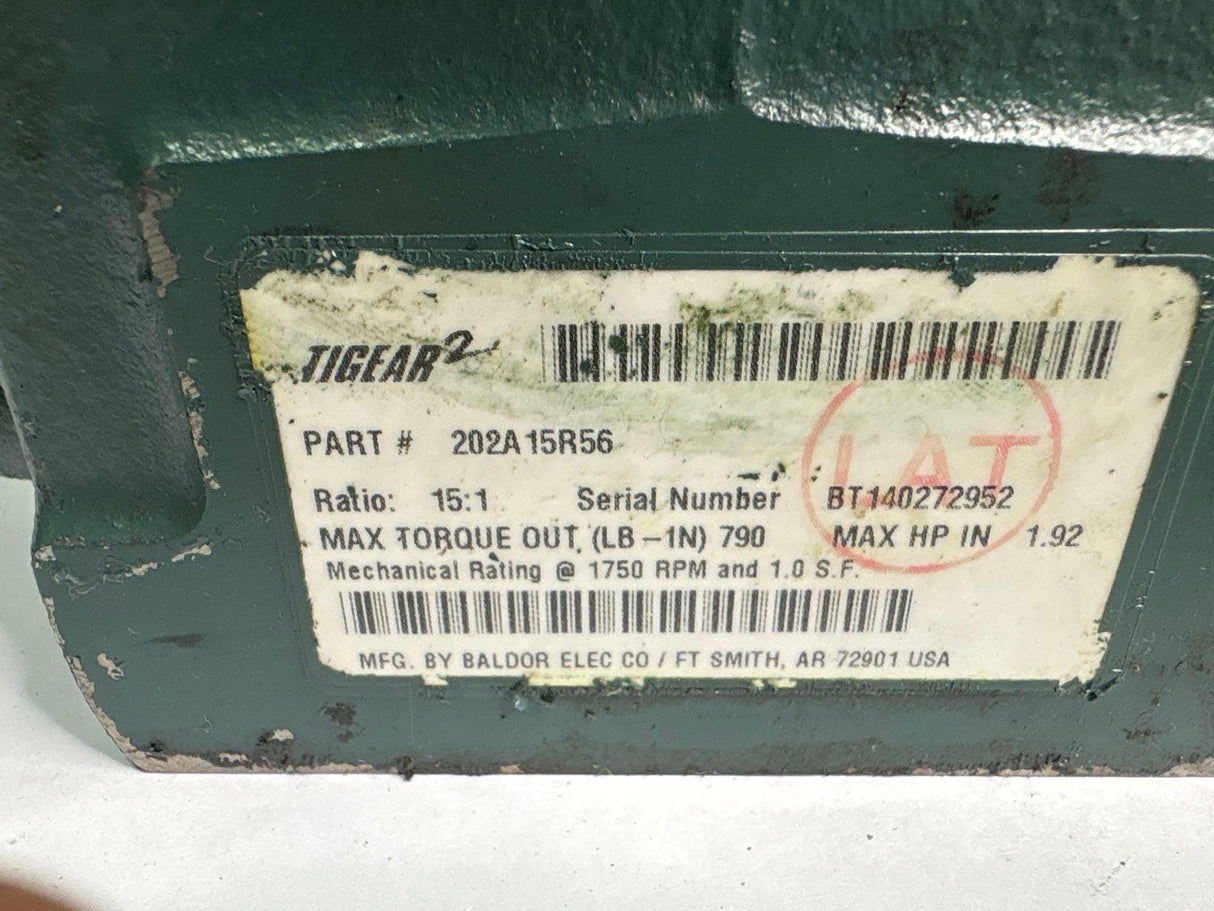 Dodge Tigear - 15:1 Gear Reducer - 202A15R56 - Used - Big Liquidators