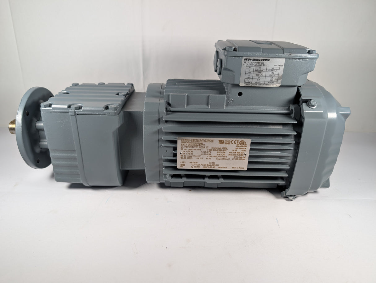 Sew - Eurodrive - 1 HP Electric Motor - RF17 DRN80M4/TH - New - Big Liquidators