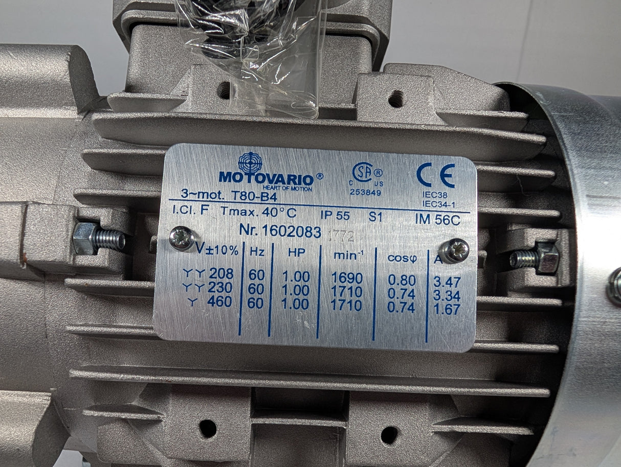 Motovario - 1 HP Electric Motor - T80 - B4 - New - Big Liquidators