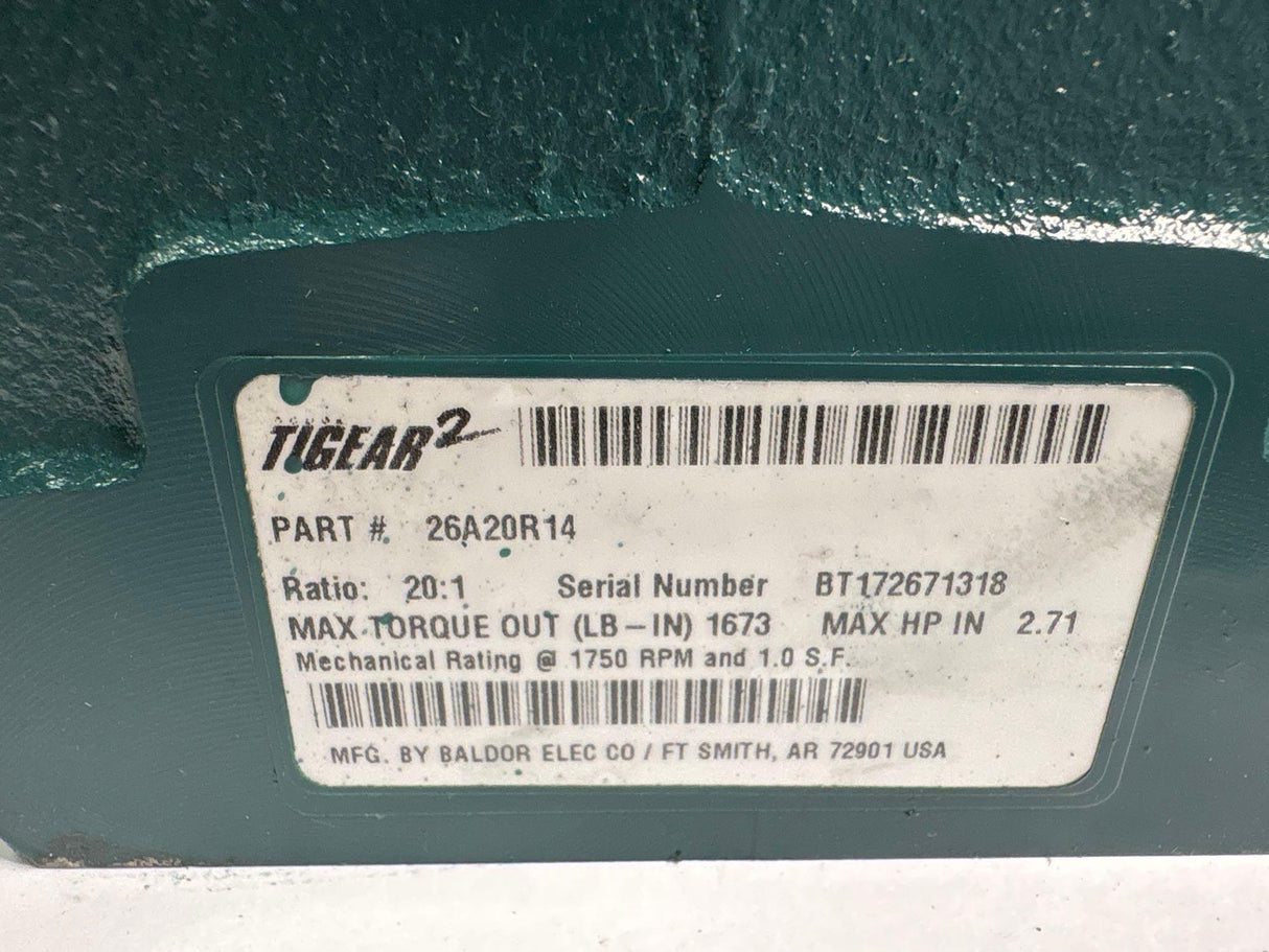 Dodge Tigear - 20:1 Gear Reducer - 26A20R14 - New - Big Liquidators