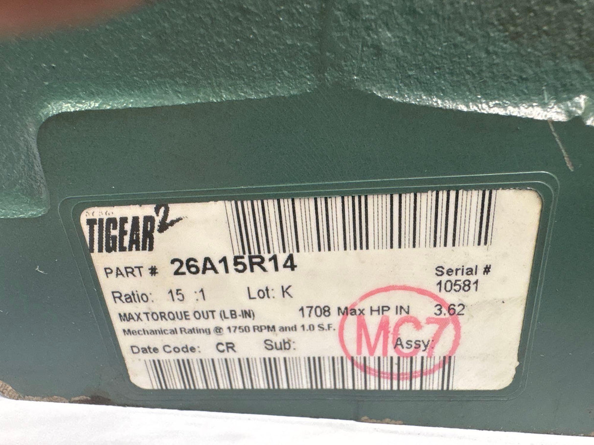 Dodge Tigear - 15:1 Gear Reducer - 26A15R14 - Used - Big Liquidators