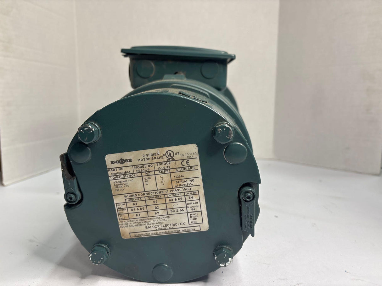 Baldor Reliance - 3 HP Electric Moto with D - Series Motor Break - VBM3611T - D w/DBSC - VP - Used - Big Liquidators