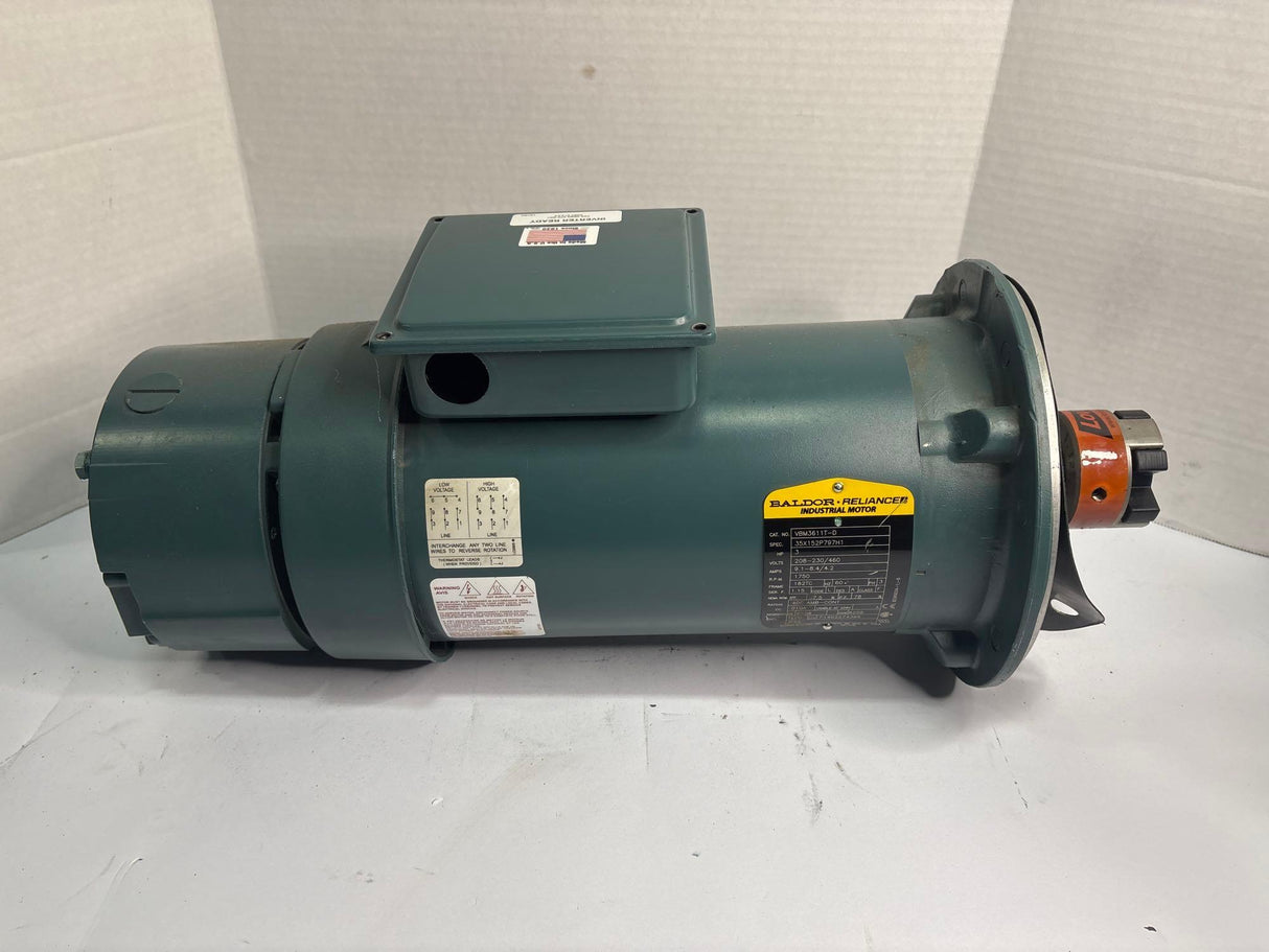 Baldor Reliance - 3 HP Electric Moto with D - Series Motor Break - VBM3611T - D w/DBSC - VP - Used - Big Liquidators