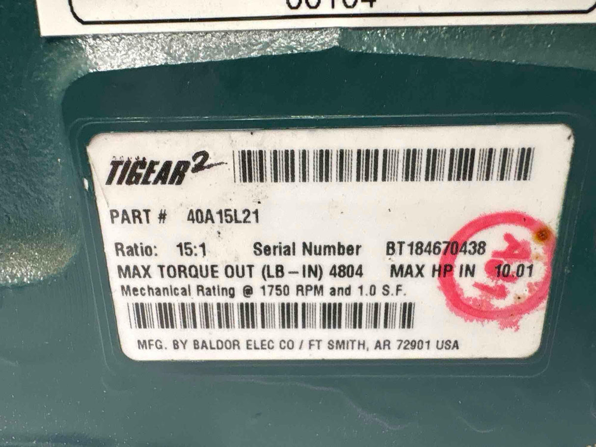 Dodge Tigear - 15:1 Gear Reducer - 40A15L21 - Used - Big Liquidators