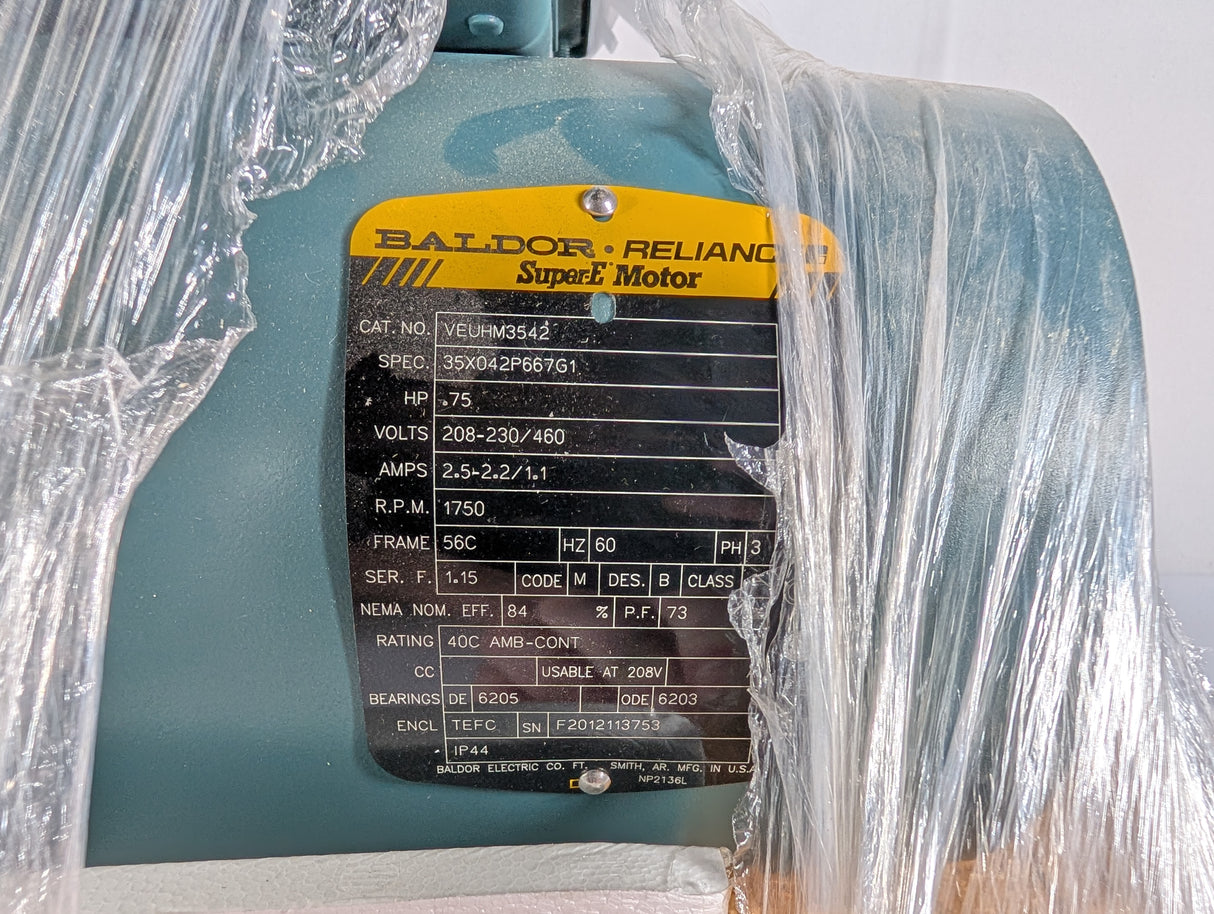 Baldor Reliance - 0.75 HP Electric Motor - VEUHM3542 - New - Big Liquidators