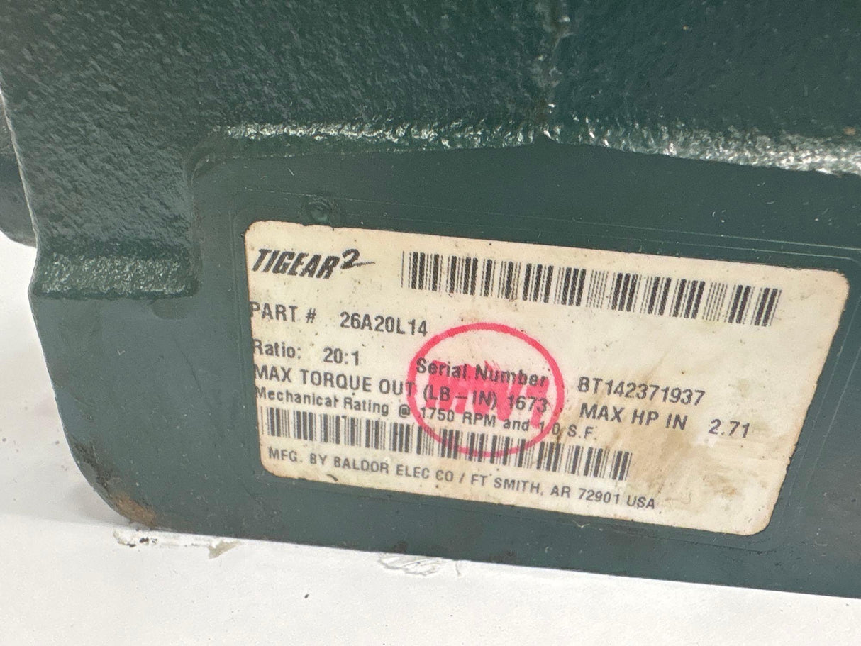 Dodge Tigear - 20:1 Gear Reducer - 26A20L14 - Used - Big Liquidators