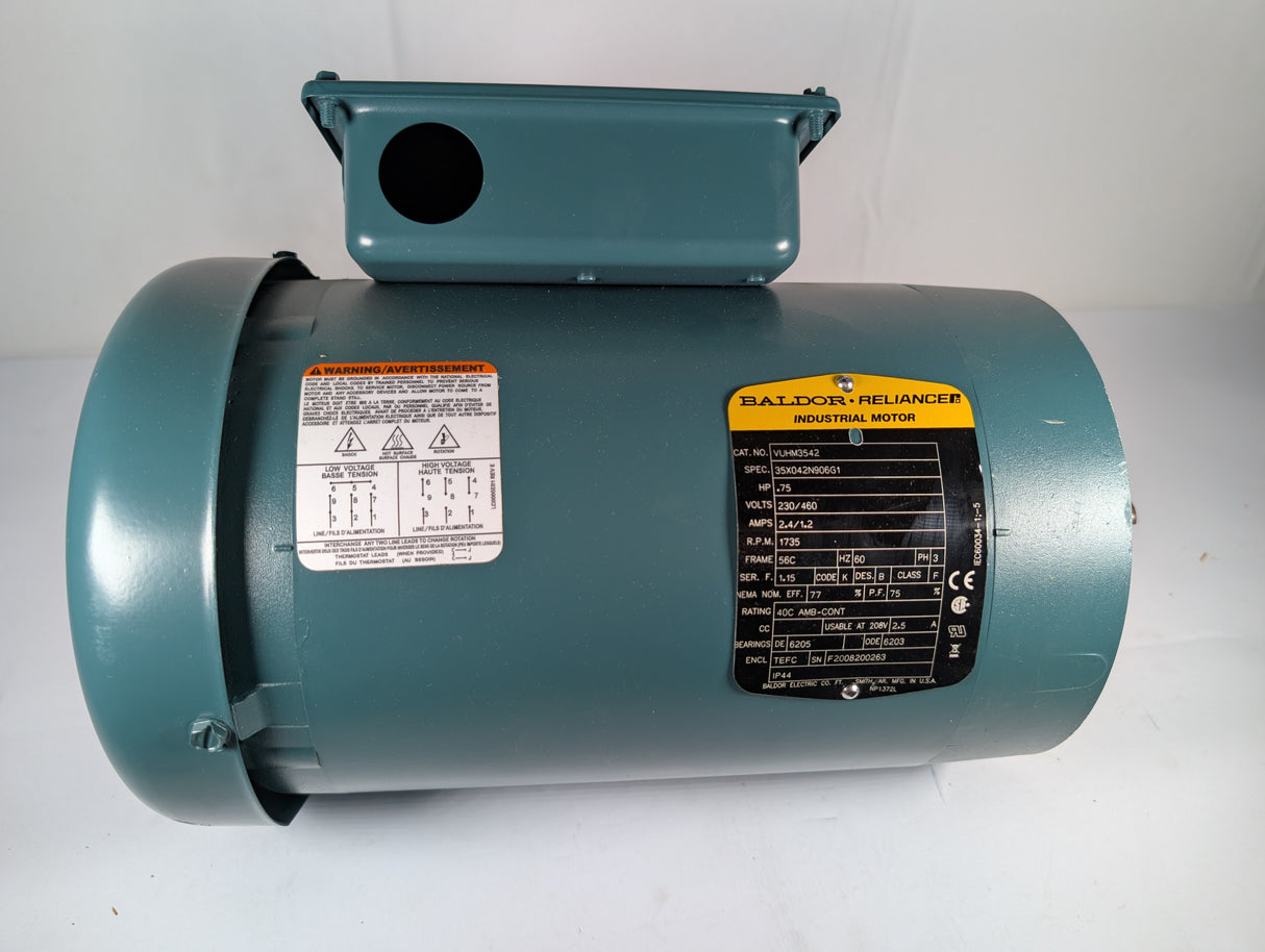 Baldor Reliance - 0.75 HP Electric Motor - VUHM3542 - New - Big Liquidators