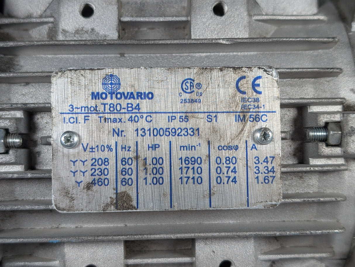 Motovario - 1 HP Electric Motor - T80 - B4 - Used - Big Liquidators
