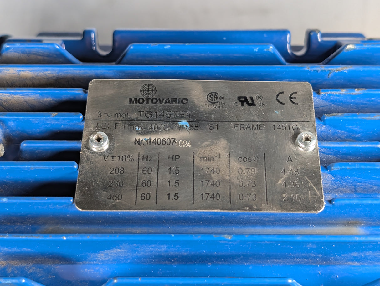Motovario - 1.5 HP Electric Motor - TG145TF4 - Used - Big Liquidators