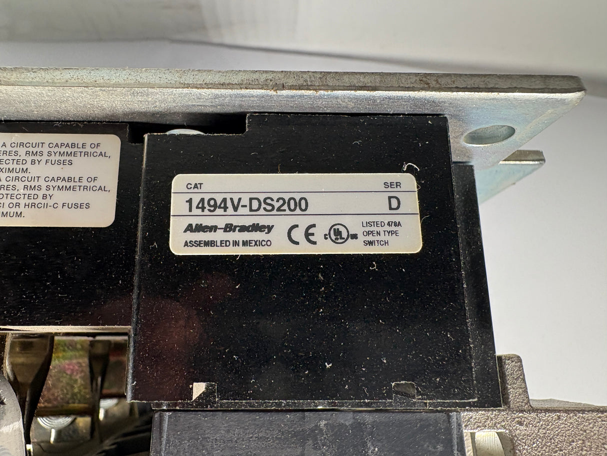 Allen Bradley - 200 AMP Disconnect Switch with Trailer Fuse Block - 1494V - DS200 w/1494V - FS200 - Used - Big Liquidators