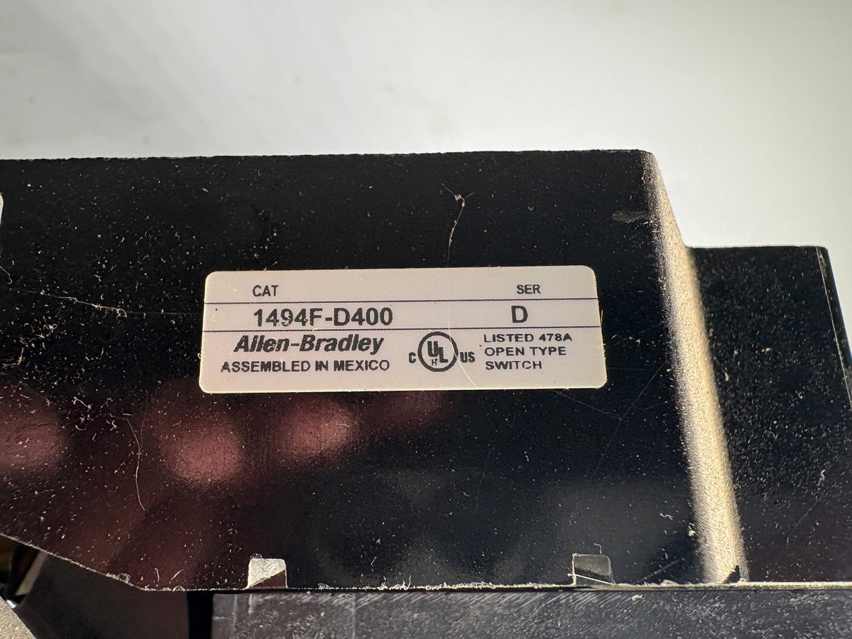 Allen Bradley - 400 AMP Disconnect Swtich with Trailor Fuse Block - 1494F - D400 w/1494F - FS400 - Used - Big Liquidators