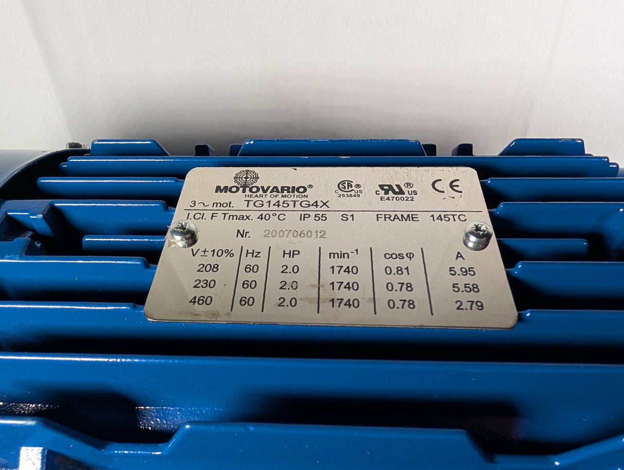 Motovario - 2 HP Electric Motor - TG145TG4X - Used - Big Liquidators