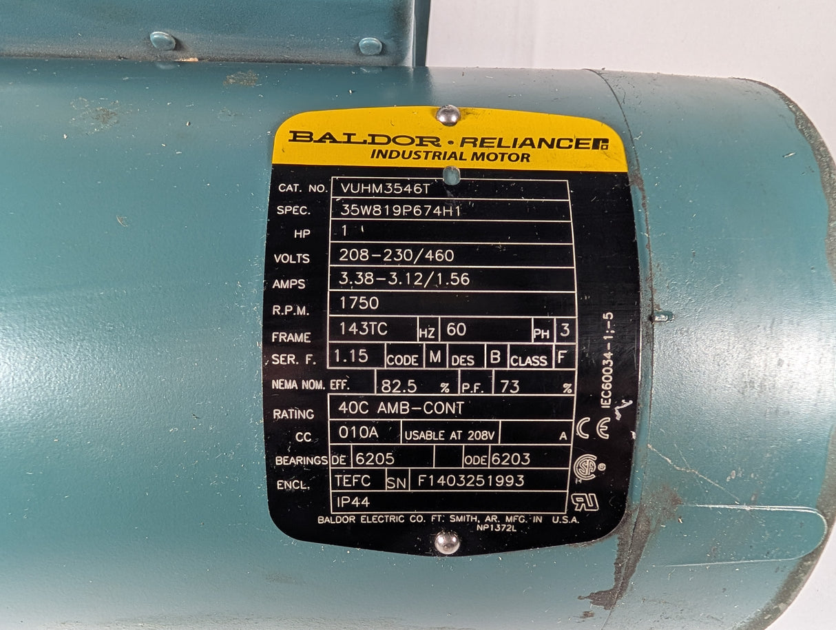 Baldor Reliance - 1 HP Electric Motor - VUHM3546T - Used - Big Liquidators