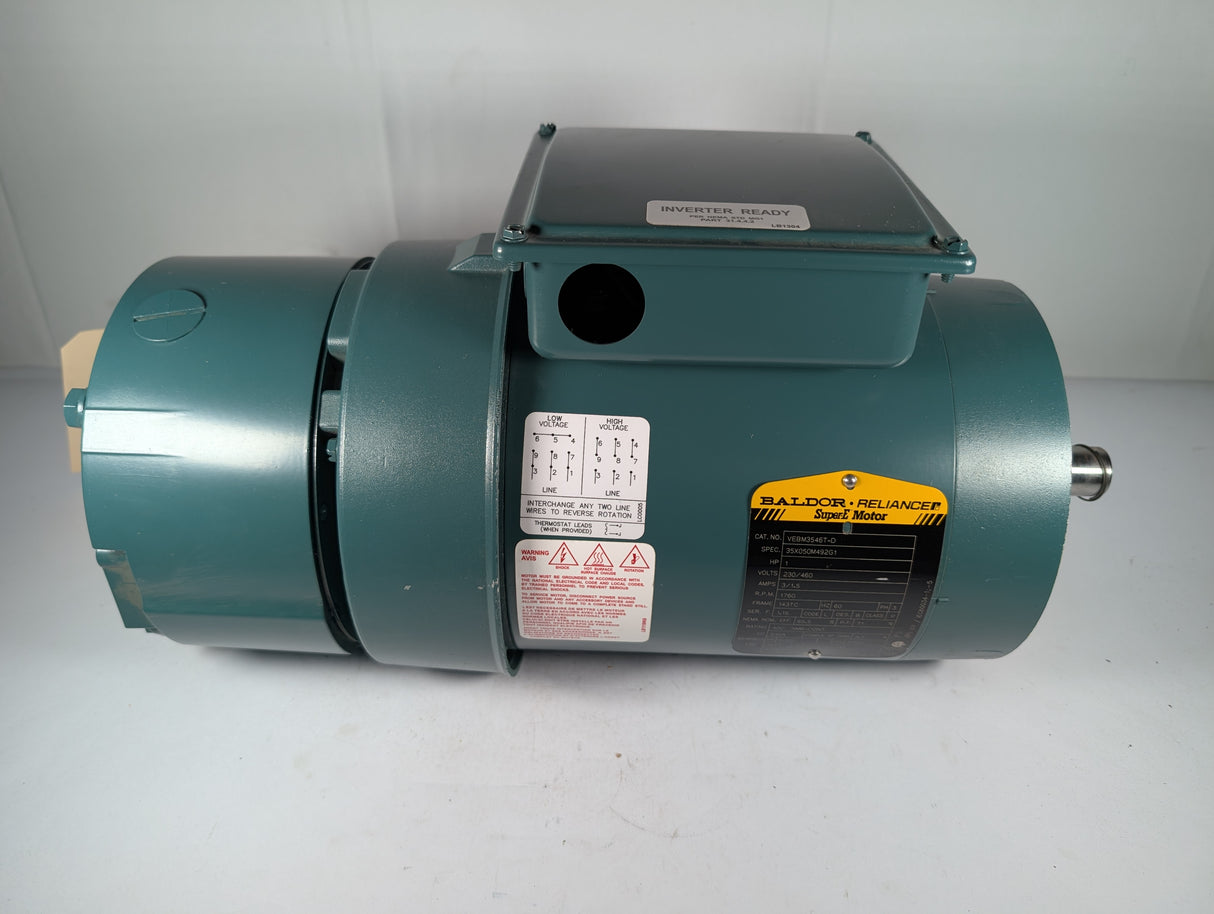 Baldor Reliance - 1 HP Electric Motor with D - Series Motor Break - VEBM3546T - D - Used - Big Liquidators