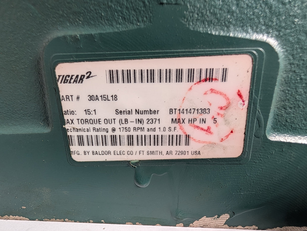 Dodge Tigear - Electric Motor 15:1 Gear Reducer - 30A15L18 - Used - Big Liquidators