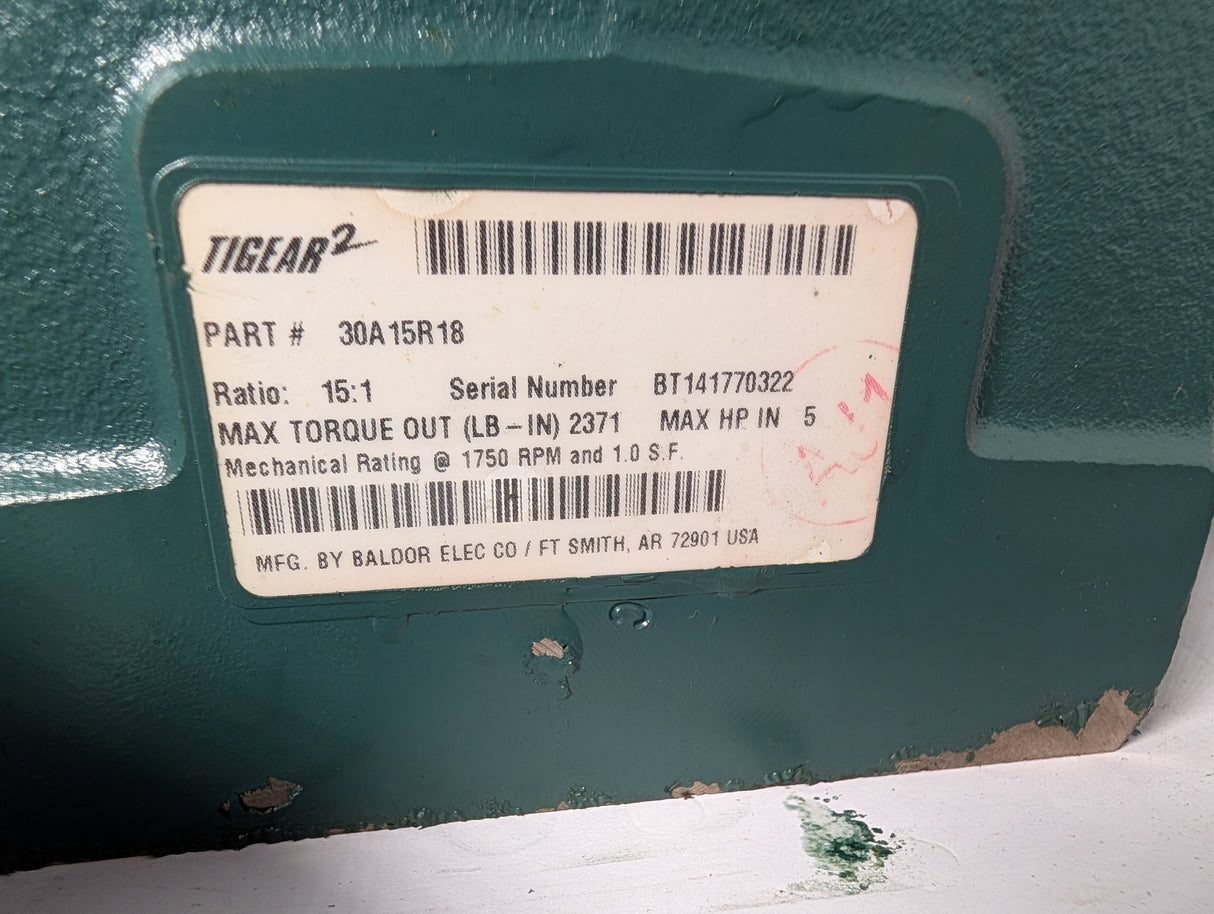 Dodge Tigear - Electric Motor 15:1 Gear Reducer - 30A15R18 - Used - Big Liquidators