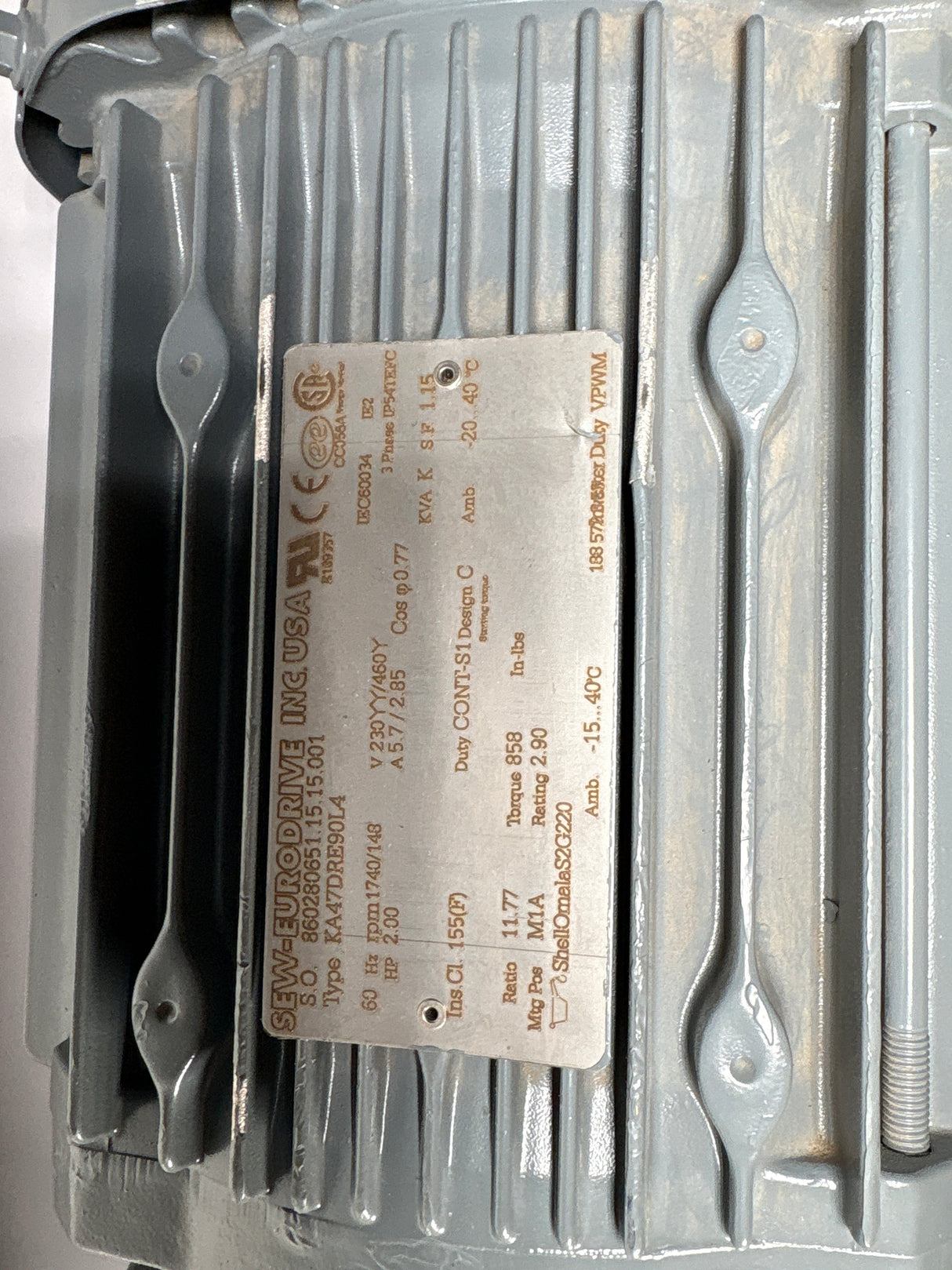 Sew - Eurodrive - 2 HP Electric Motor with Attached Reducer - KA47DRE90L4 - New - Big Liquidators