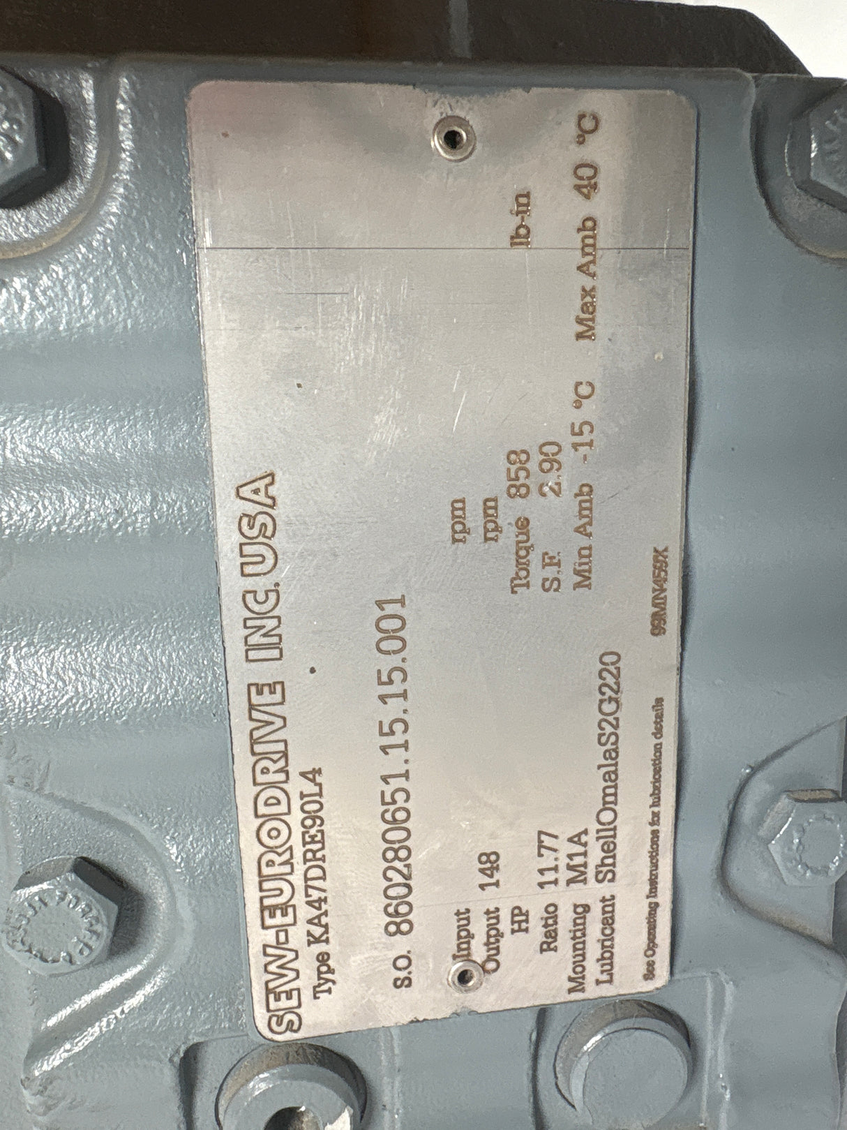 Sew - Eurodrive - 2 HP Electric Motor with Attached Reducer - KA47DRE90L4 - New - Big Liquidators