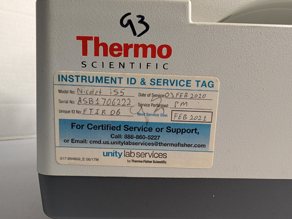 Thermo Fisher Scientific - Spectrometer with Nicolet iD7 ATR - Nicolet iS5 - Used - Big Liquidators