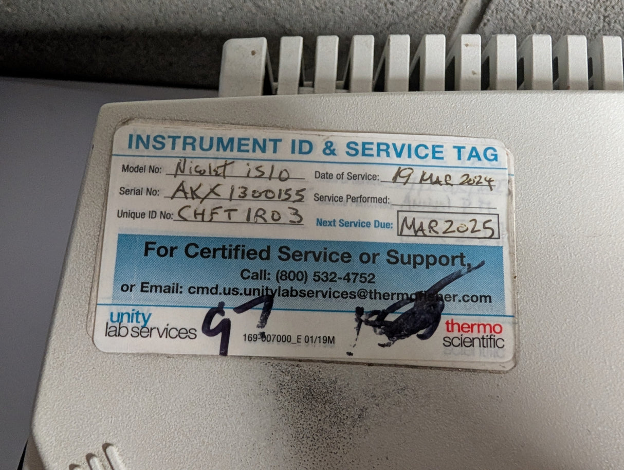 Thermo Scientific - Infrared FTIR Spectrometer - Nicolet iS10 W/Smart ITR - Used - Big Liquidators