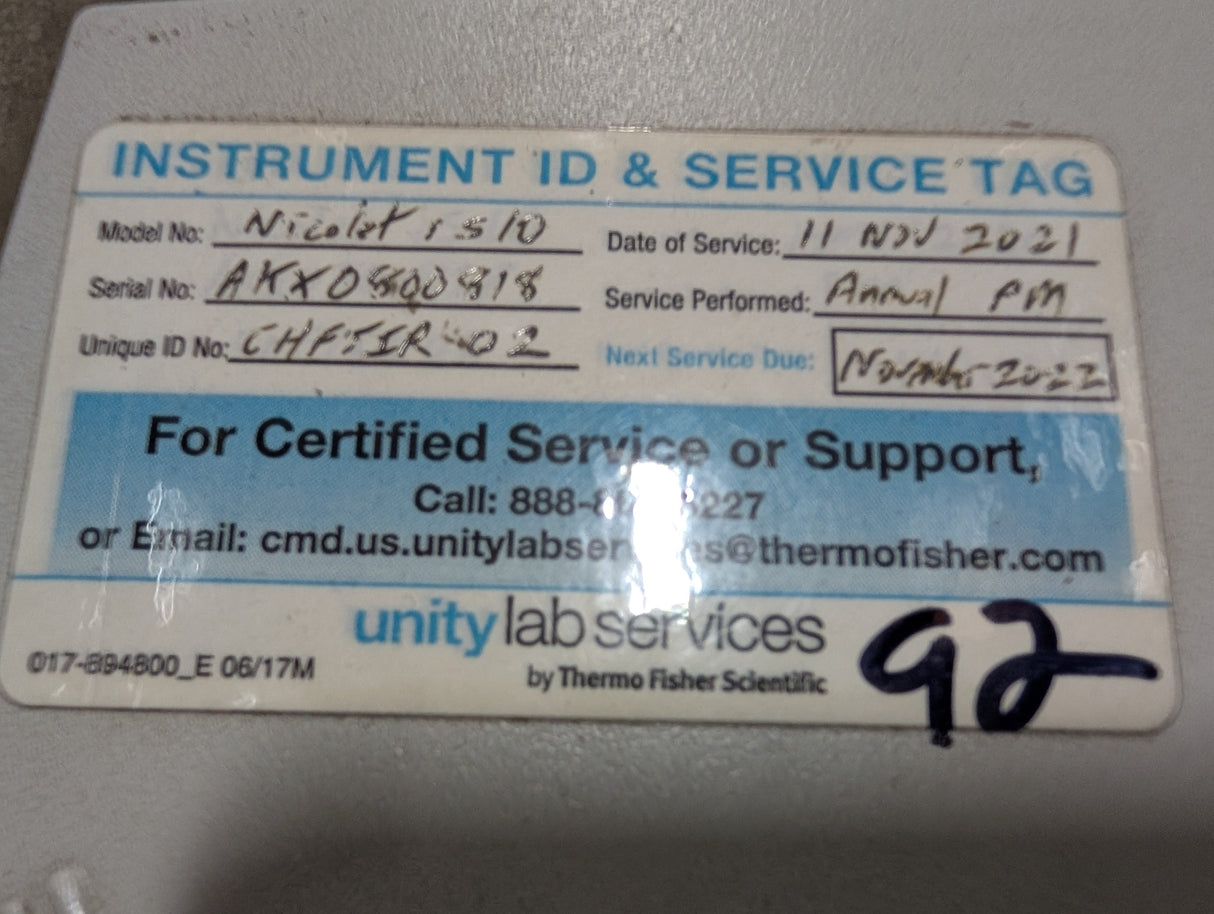 Thermo Scientific - Infrared FTIR Spectrometer - Nicolet iS10 W/Smart ITR - Used - Big Liquidators