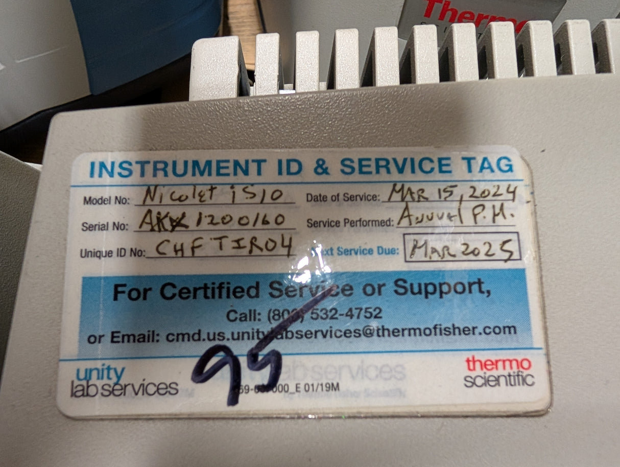 Thermo Scientific - Infrared FTIR Spectrometer - Nicolet iS10 W/Smart ITR - Used - Big Liquidators