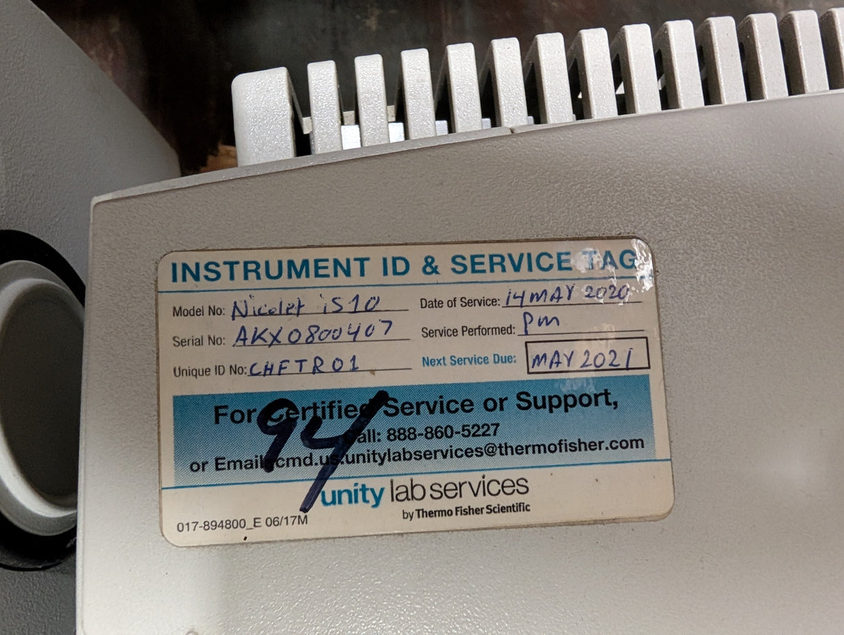 Thermo Scientific - Infrared FTIR Spectrometer - Nicolet iS10 W/Smart ITR - Used - Big Liquidators