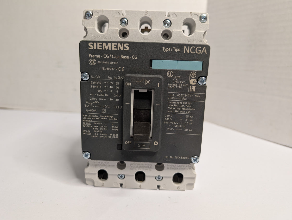 Siemens - 50 AMP Industrial Use Circuit Breaker - NCX3B050 - New - Big Liquidators