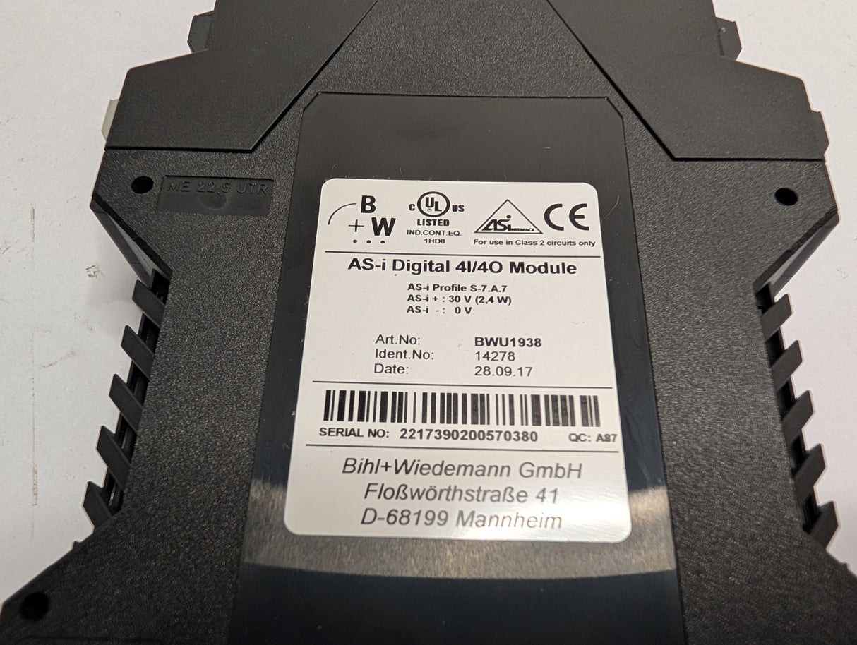 Bihl Wiedemann - ASi Digital I/O Module - BWU1938 - New - Big Liquidators